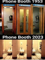 Phone booth 1953 vs 2023 - poza demo