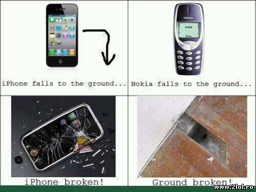 Atunci cand cade un iPhone si un Nokia 3310 poze haioase