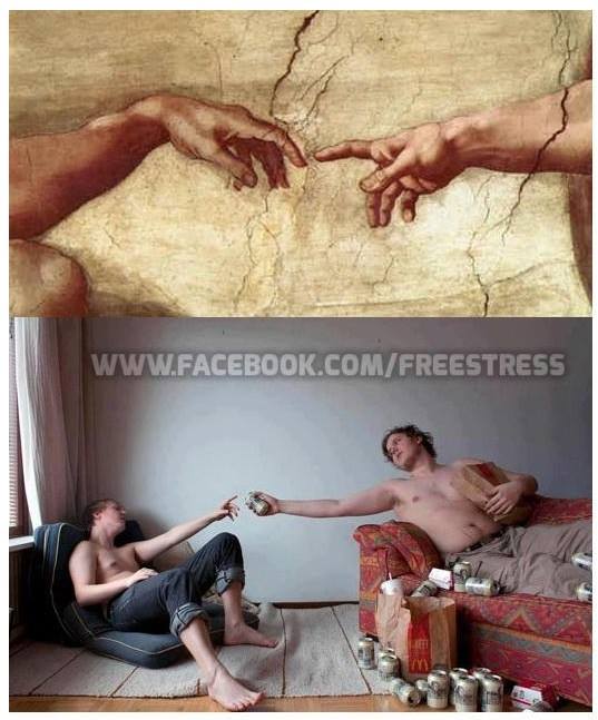 Michelangelo - Crearea lui Adam poze haioase