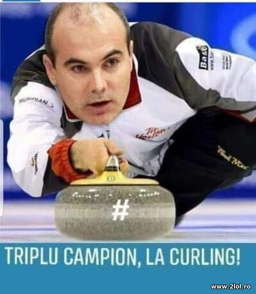 Triplu campion la curling - Rares Bogdan poze haioase