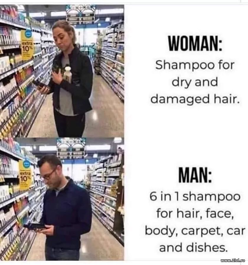 Woman and man using shampoo | poze haioase
