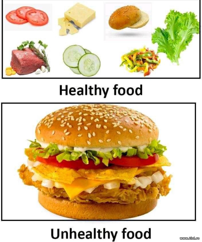 Healthy vs unhealthy food | poze haioase