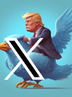 Trump riding X, Twitter - poza demo