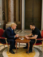 Trump si Zelensky jucand carti - poza demo