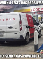 When a Tesla has problems they send a gas-powered - poza demo