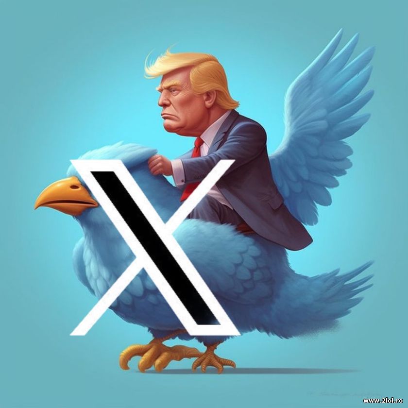 Trump riding X, Twitter | poze haioase