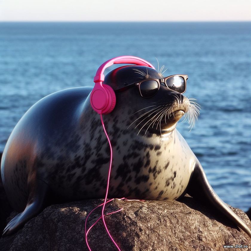 Seal with headphones and sunglasses - SpaceX Elon | poze haioase