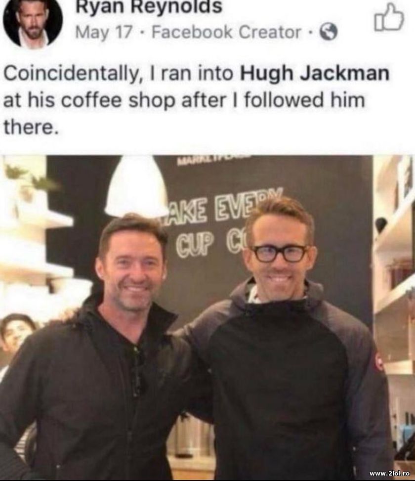 I ran into Hugh Jackman at his coffee shop | poze haioase