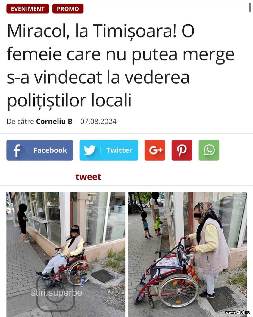 Miracol la Timisoara| O femeie incepe sa mearga | poze haioase