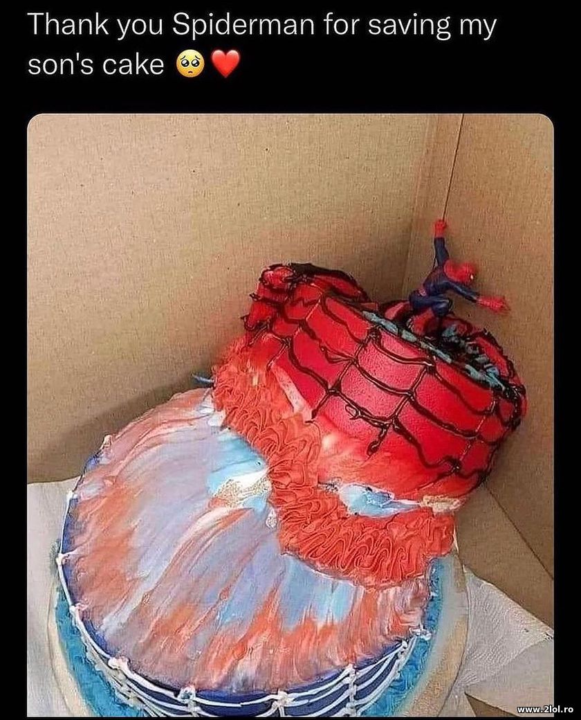 Thank you Spiderman for saving my son's cake | poze haioase