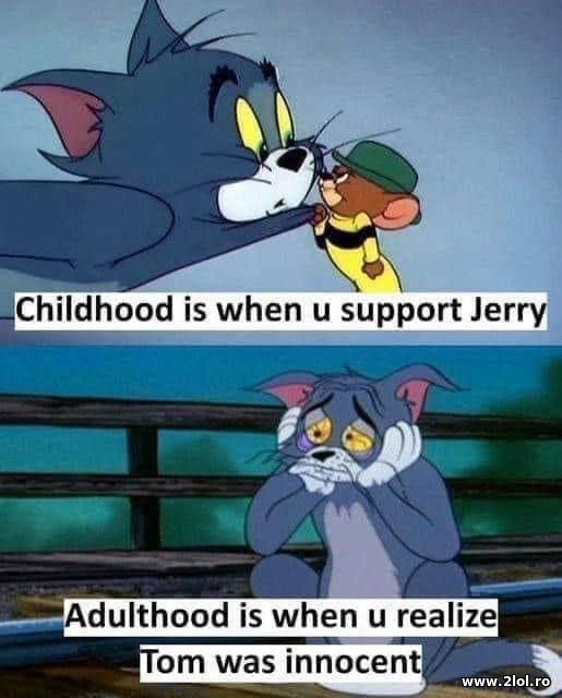 Childhood is supporting Jerry and Tom adulthood poze haioase