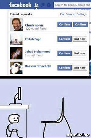 Când Chuck Norris îți cere prietenia pe facebook poze haioase