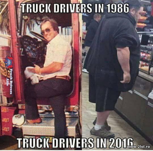 Truck drivers in 1986 and 2016 poze haioase