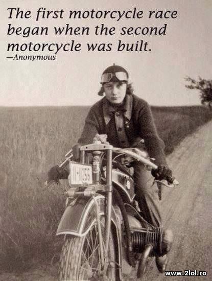 The first motorcycle race began when poze haioase