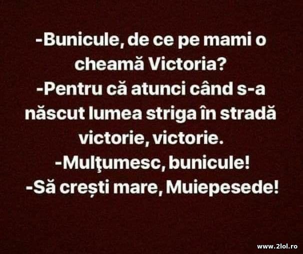 Bunicule, de ce pe mami o cheama Victoria? poze haioase