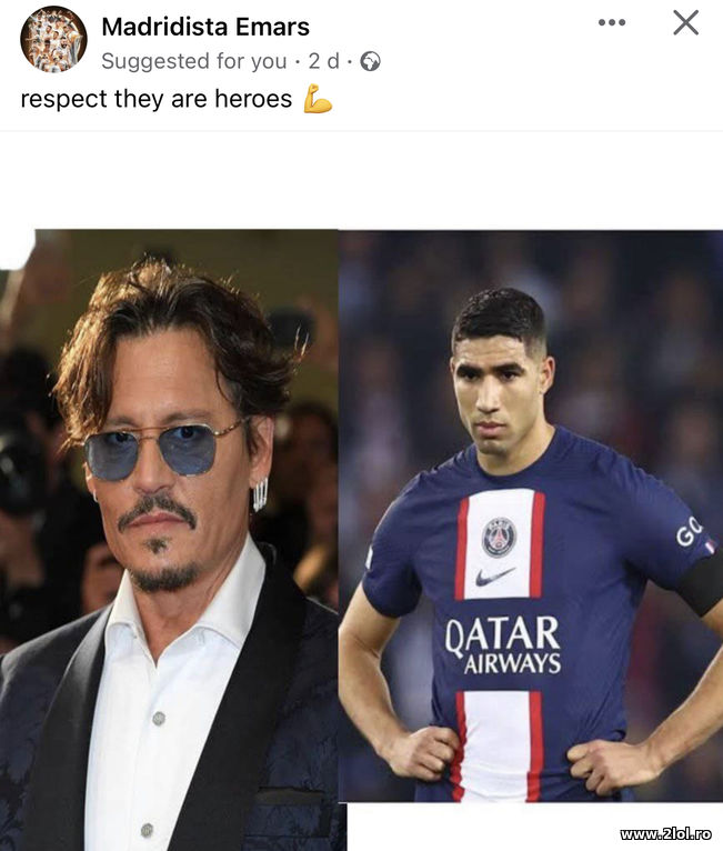 The men's heroes Achraf Hakimi and Johnny Depp