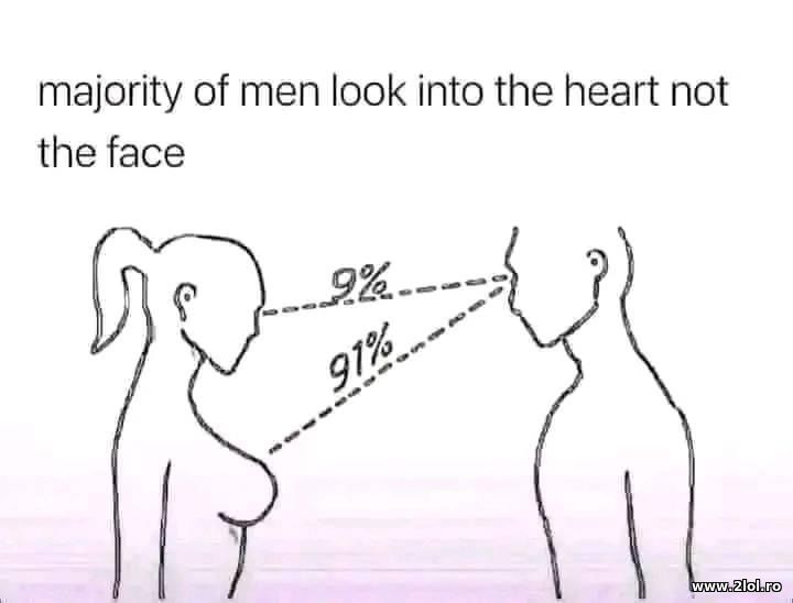 Majority of men look into the heart not the  face | poze haioase