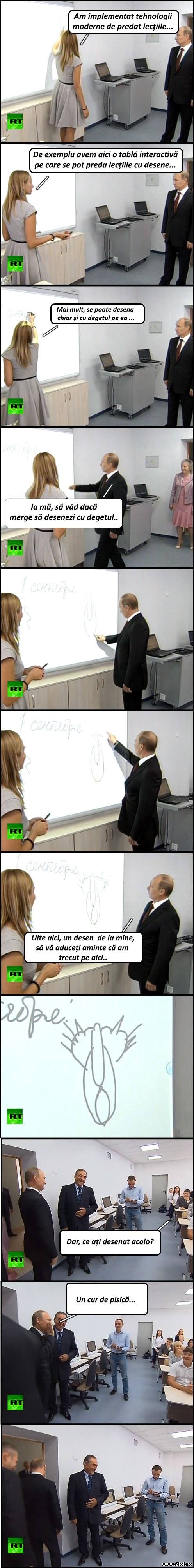 Putin în vizită la o școală cu tehnologii moderne | poze haioase