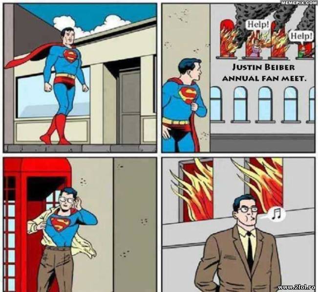 Se pare că nici lui Superman nu-i place Bieber | poze haioase