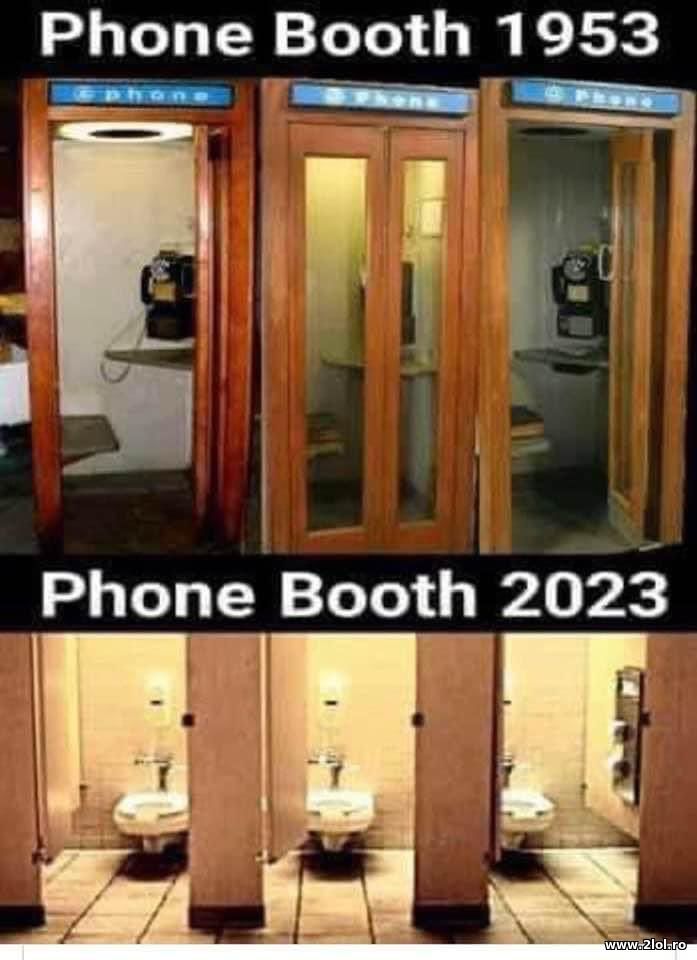 Phone booth 1953 vs 2023 | poze haioase