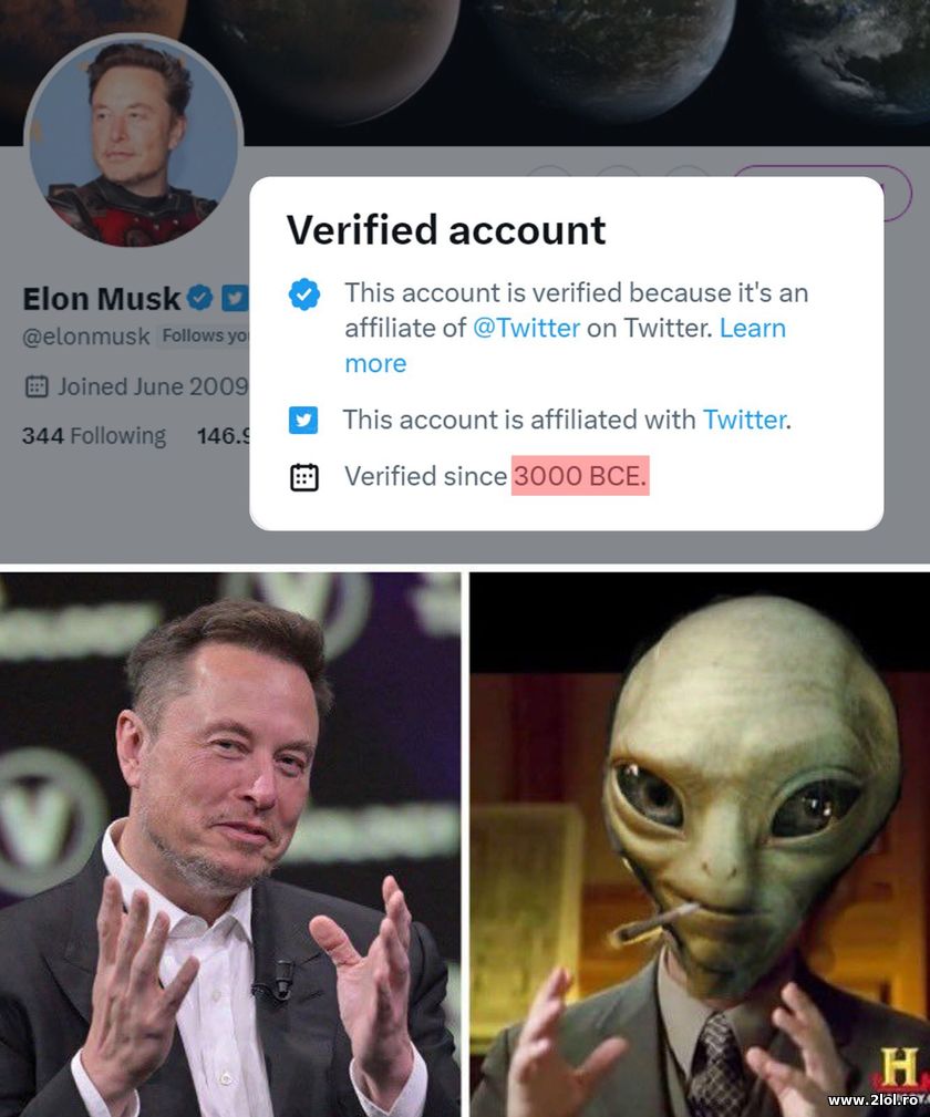 Elon Musk verified account since 3000 BCE | poze haioase