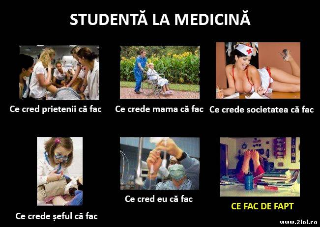 Ce crede lumea că face o studentă la medicină | poze haioase