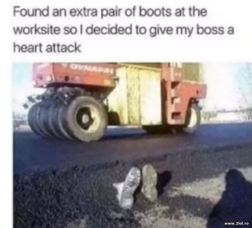 Found an extra pair of boots at the worksite | poze haioase