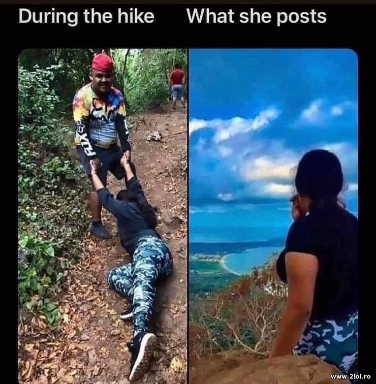 During the hike. What she posts | poze haioase