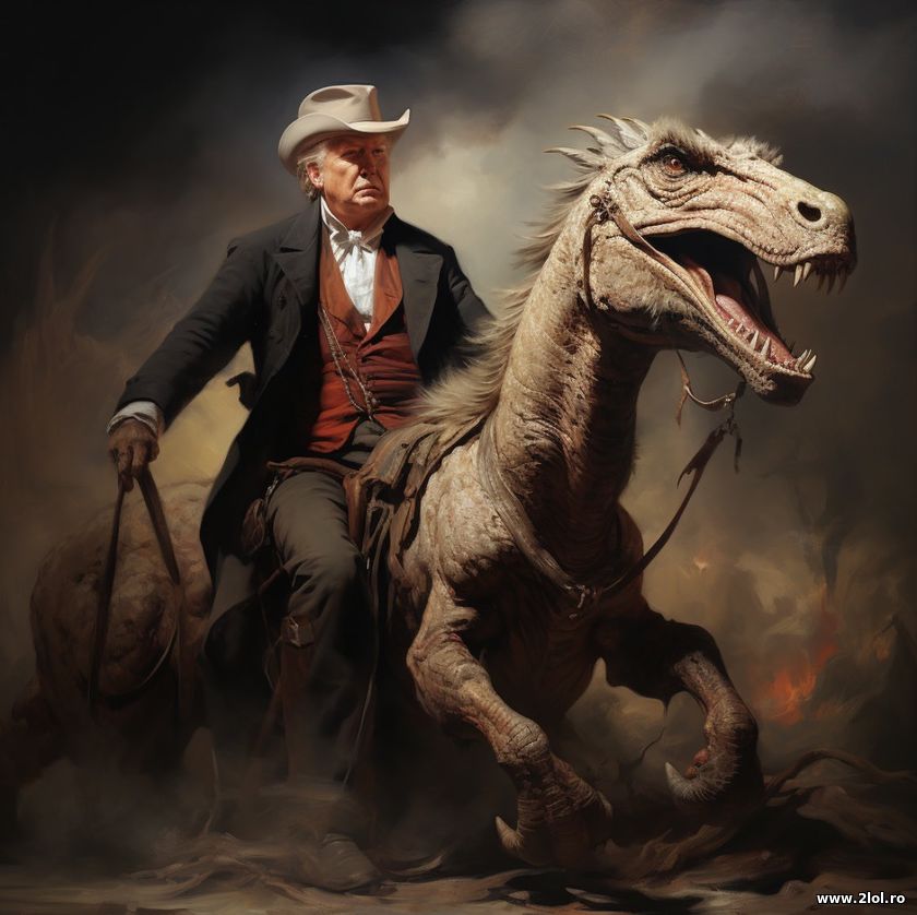 Donald Trump on a dinosaur | poze haioase